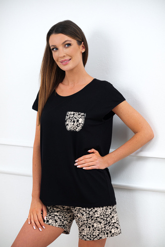 Birma Dámské pyžamo s krátkým rukávem a krátkými kalhotami Italian Fashion - černé