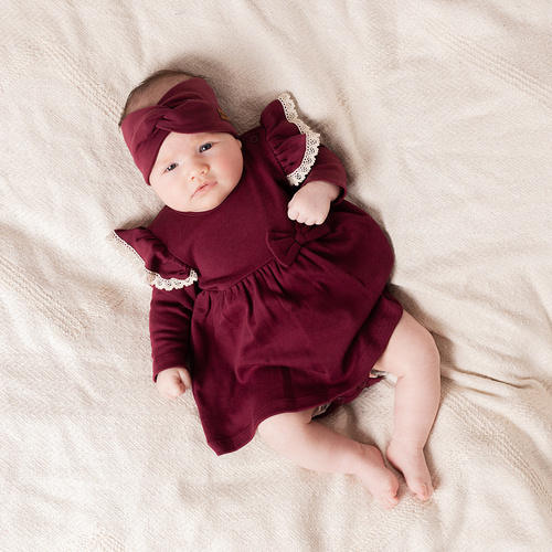 217066 Bavlněná žebrovaná čelenka Alisa Nicol - vínová