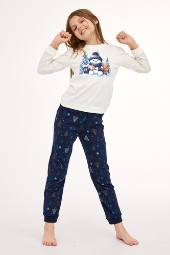 977/189 978/189 Dívčí pyžamo Snowy Day Cornette bavlna, dlouhý rukáv | Teplé a pohodlné oblečení