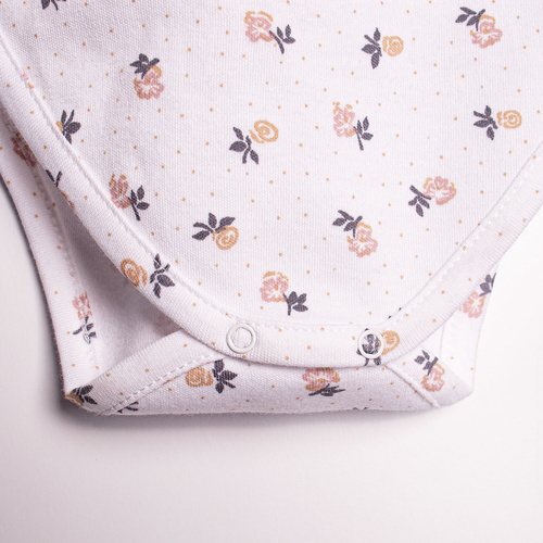 Dívčí bavlněné body s krátkým rukávem, květinový vzor – Nicol, 220094