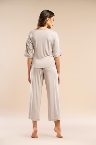 Dámské pyžamo MK34 Only You beige Belle Reverie - viskóza, krátký rukáv, lehké a smyslné