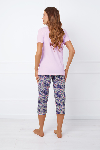 Carbonia Dámské pyžamo s krátkým rukávem, 3/4 kalhoty Italian Fashion - růžová/potisk