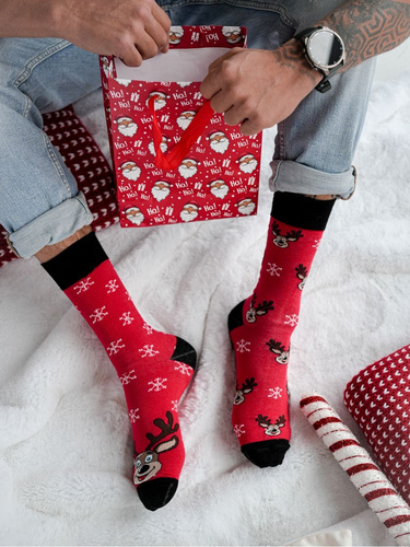1290.039 Vánoční ponožky se sobem Milena - do páru, červené