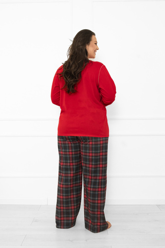 Dámské pyžamo Italian Fashion v červené barvě - bavlna, dlouhý rukáv a kalhoty, kostkované