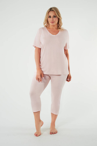 Puntini Dámské pyžamo s krátkým rukávem, 3/4 kalhoty Italian Fashion - pudrově růžové