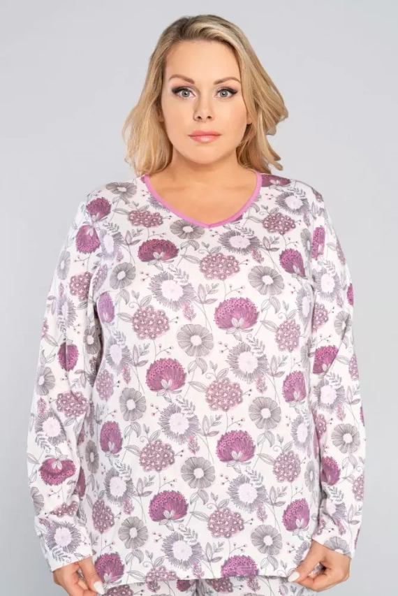 Dámské pyžamo s dlouhým rukávem, kalhoty Lobelia Italian Fashion -