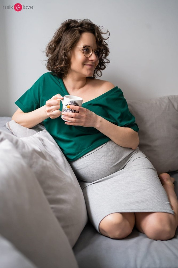 Spódnica ciążowa Tummy z dzianiny w prążki Milk&Love dusty cedar