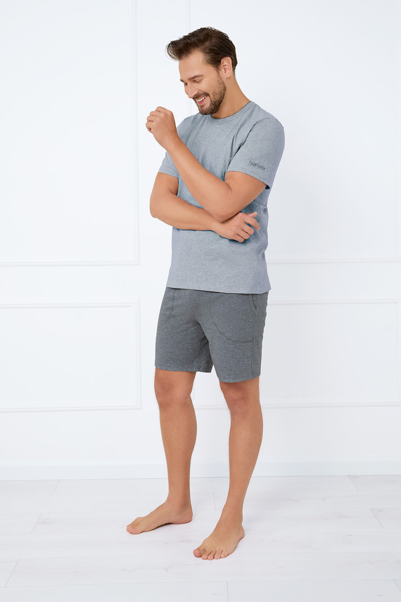 Krystian Pánské pyžamo s krátkým rukávem, šortky Italian Fashion - melange