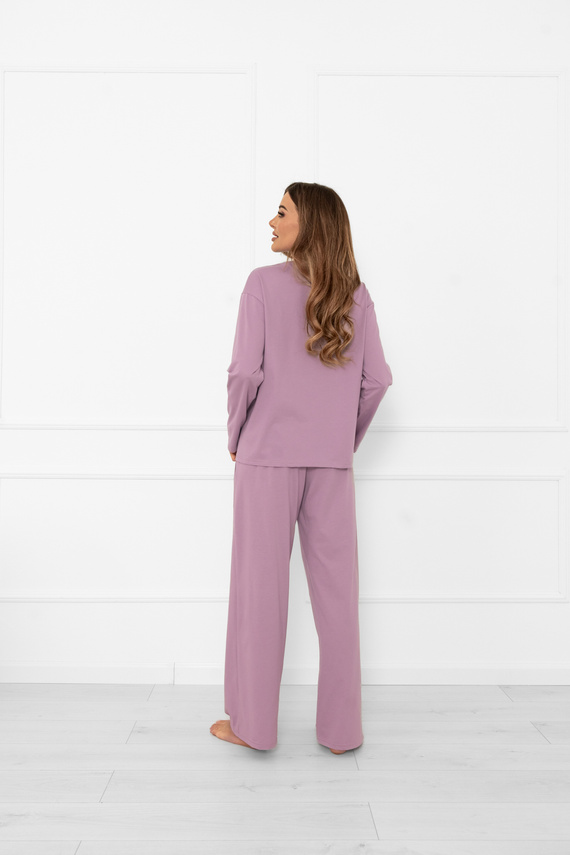 Dámské pyžamo Ksara Italian Fashion - bavlna, dlouhý rukáv a kalhoty s kapsami - heather