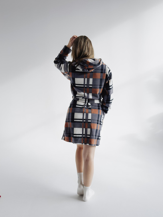 031 De Lafense županová přikrývka - hřejivý fleecový dámský župan Super Cozy, velbloudí barva