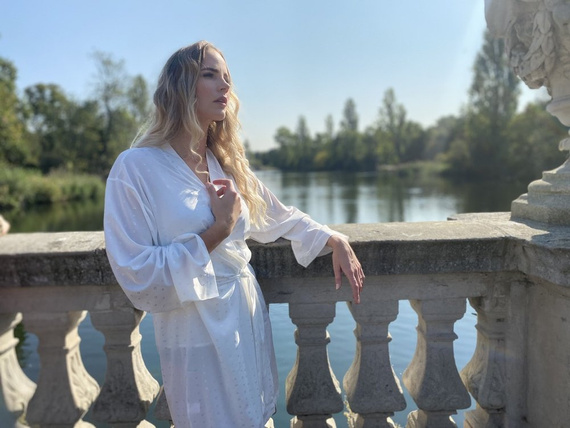 411 Jeanne Dámský krátký župan Forex - ecru barva