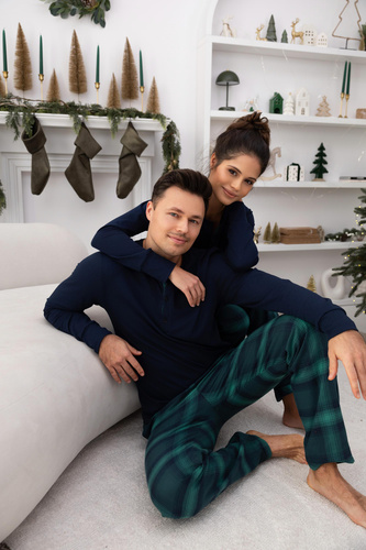 Pánské pyžamo Luke Sensis - bavlněné, dlouhé, zelené kostkované