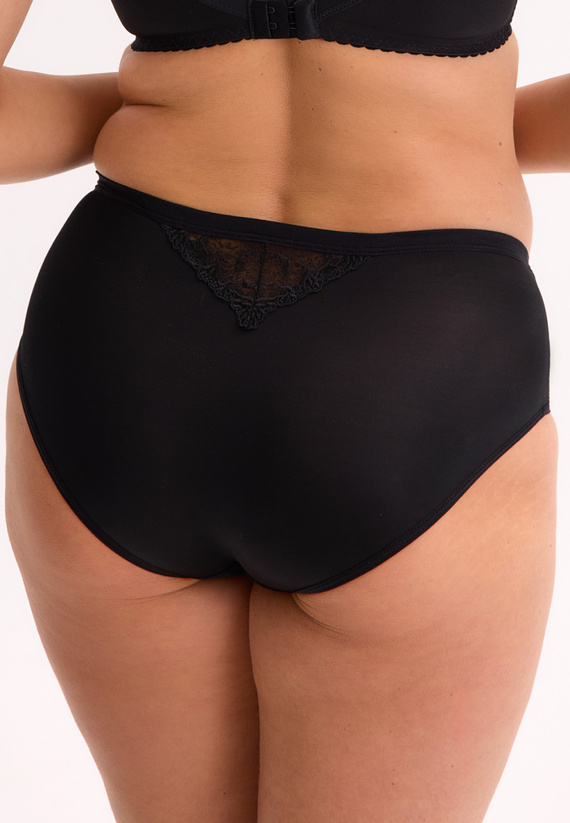 GFP 051 Gaia Kiara kalhotky - černé, plné, výšivka, tyl a mikrovlákno
