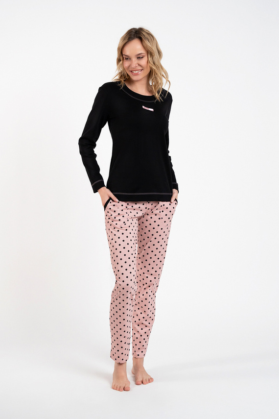 Bonilla Dámské pyžamo s dlouhým rukávem, dlouhé kalhoty Italian Fashion černá/potisk