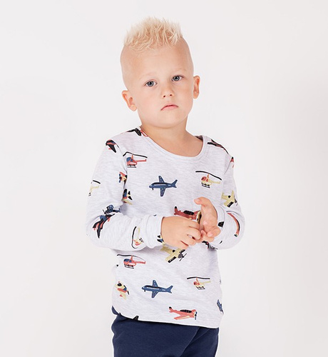 219138 Dětská halenka Willy Nicol šedá v plánech bavlna s dlouhým rukávem