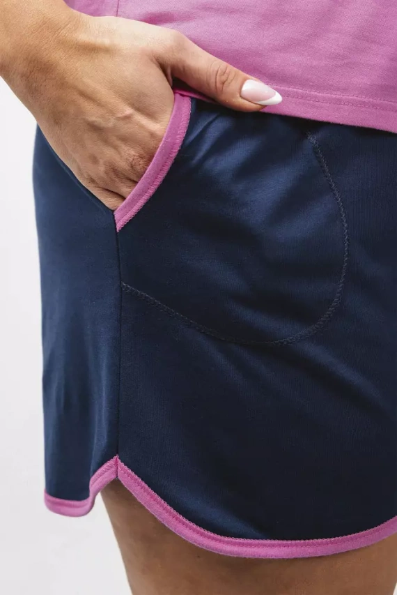 Ontega Dámské pyžamo s krátkým rukávem, šortky Italian Fashion - amarantová/ tmavě modrá