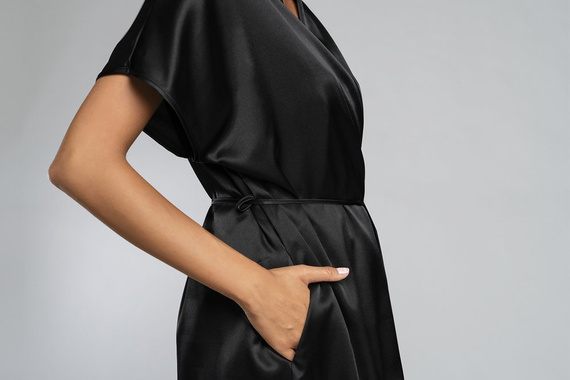 Touch Župan s krátkým rukávem Italian Fashion - černý