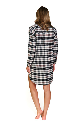 7336 Noční košile Doctor Nap - bavlněná, flanelová, dlouhá, kostkovaná, rozepínací