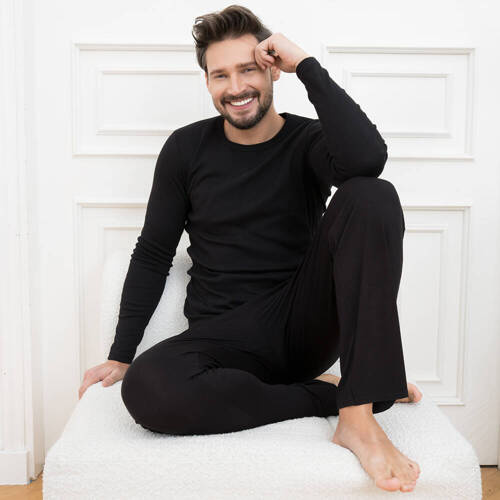 Paco Pánská vesta s dlouhým rukávem Italian Fashion - černá