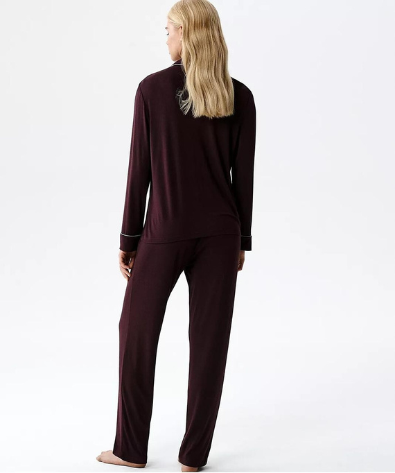 Dámské pyžamo Atlantic NLP-495 z modalu s límečkem a dlouhými kalhotami