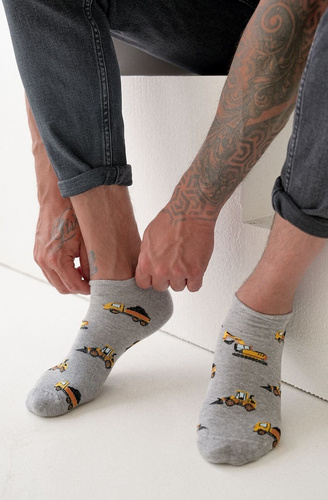 1108-048 Trucks and Excavators Pánské nohy Milena - polská kvalita - melange