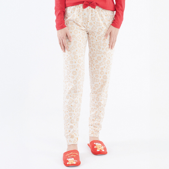 Gretel Dámské pyžamo Sorbetto červená - slavnostní, délka. rukáv, perníkový potisk