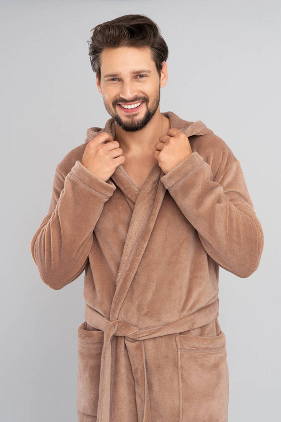 Mimas Pánský župan s kapucí Italian Fashion - tmavě modrý