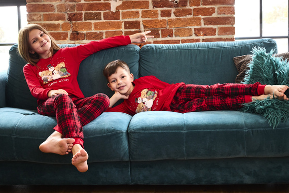 593/171 966/171 Zimní chlapecké pyžamo Cornette - vánoční, červené, bavlna