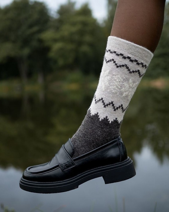 Dámské ponožky Gabriella SW/070 cacao-latte- zimní, vlna a akryl, teplé se vzorem