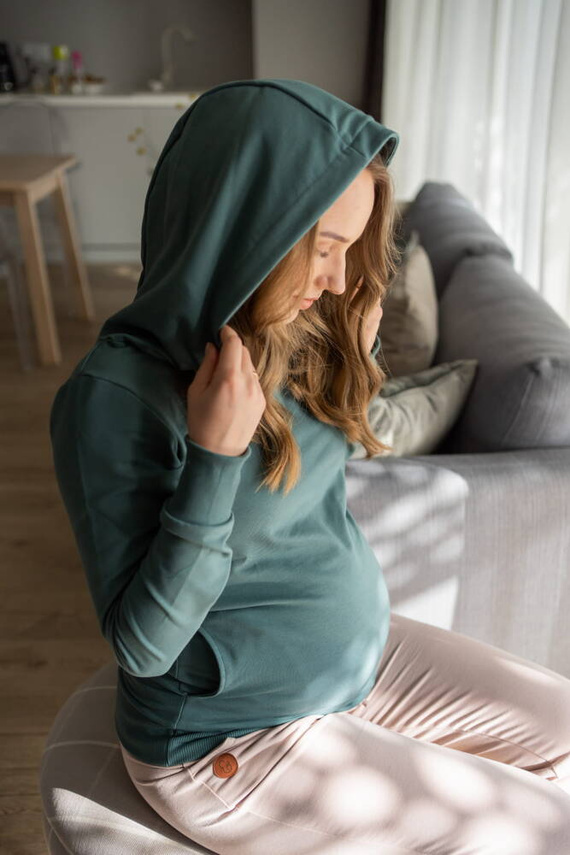 Milk Please bluza do karmienia Milk&Love z kapturem morska zieleń