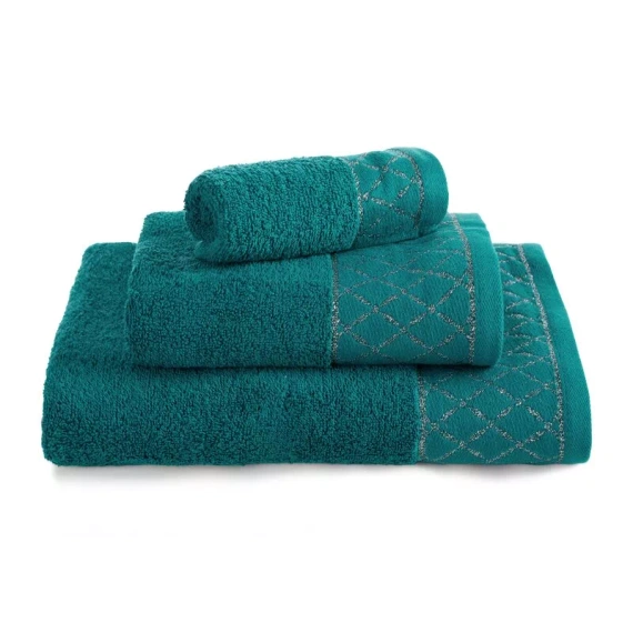 Komplet ručníků Eurofirany 3 ks měkké a savé prémiové ručníky Layla dark turquoise