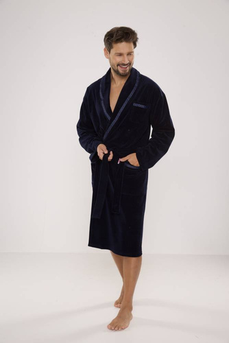 666 Ronaldo pánský župan De Lafense - tmavě modrý