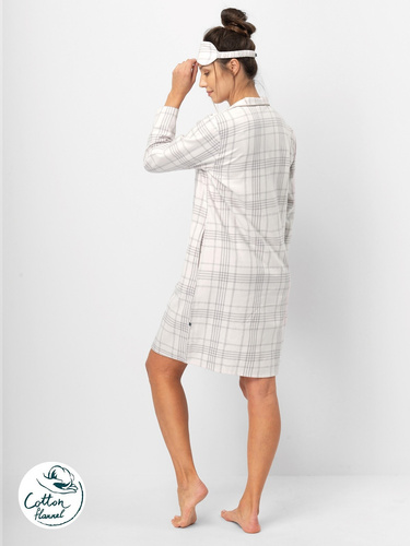 Dámská košile Key LND 401 světle růžová - bavlněný flanel, dlouhý rukáv, knoflíky