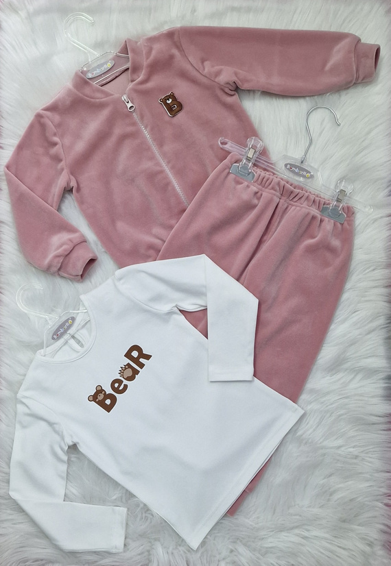 Dětská tepláková souprava Bear velour Bambarillo pink | Soft set