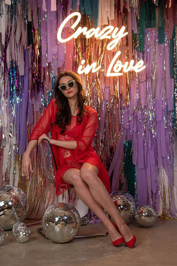 634 Noční košilka bez ramínek Florence + tanga Forex - červená