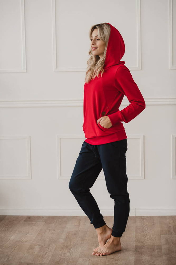 Milk Please bluza do karmienia Milk&Love z kapturem czerwony