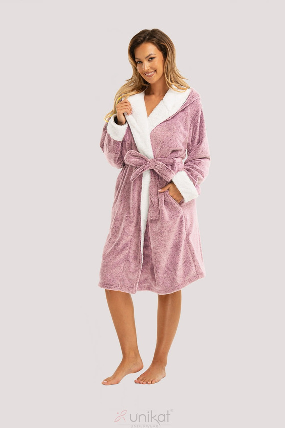 Dámský župan Sharon Unikat - růžový, měkký s kapucí a páskem, měkký a lehký