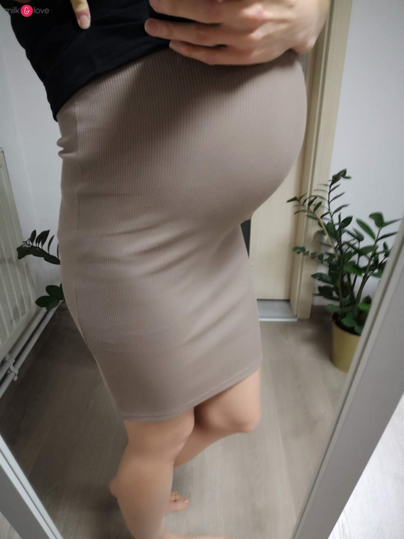 Spódnica ciążowa Tummy z dzianiny w prążki Milk&Love morska zieleń