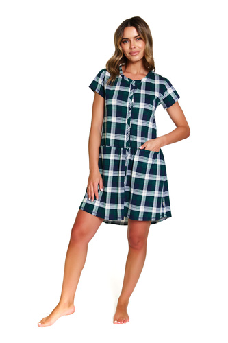 9444 Doctor Nap - Těhotenská a kojící noční košile z bavlny | Polská výroba - smaragdová