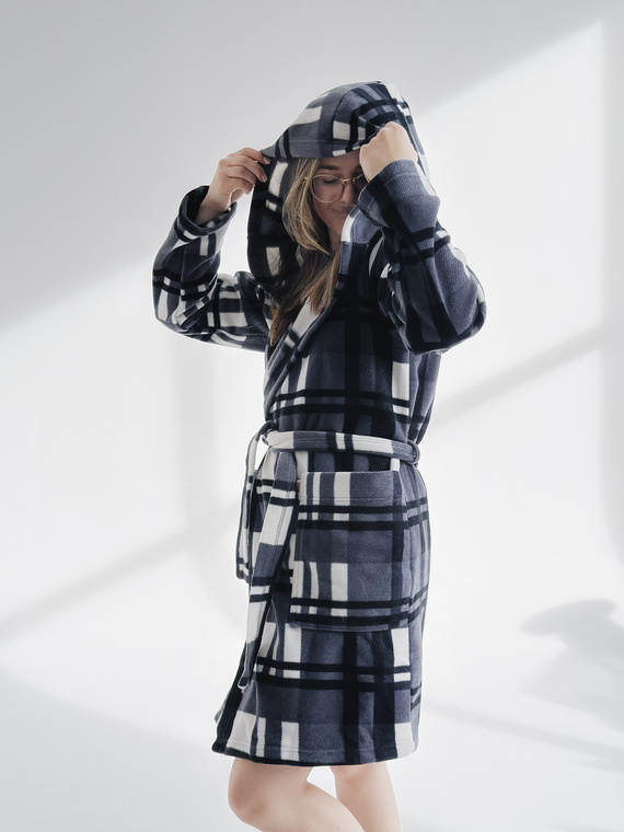 031 De Lafense županová deka - hřejivý fleecový dámský župan Super Cozy, šedý