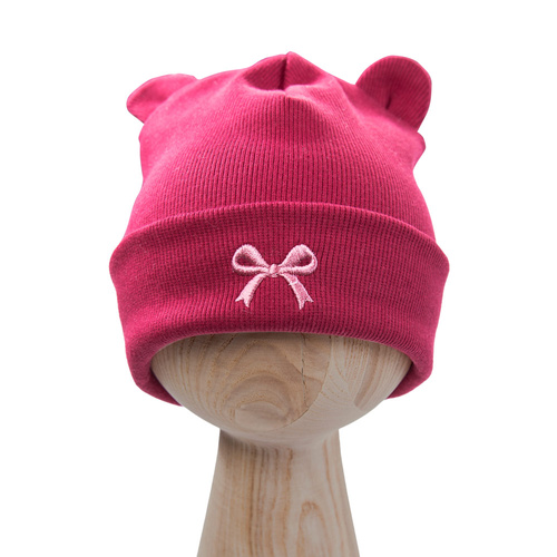 Fluffy Tails Dětská čepice Eevi - bordó, bavlna, s ušima