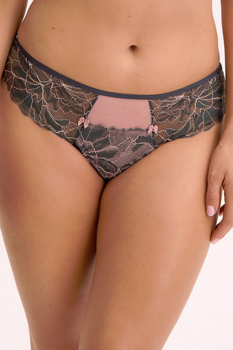 GFP 1318 Priya Brazilské dámské kalhotky Gaia - grafitově růžové, krajkové a smyslné