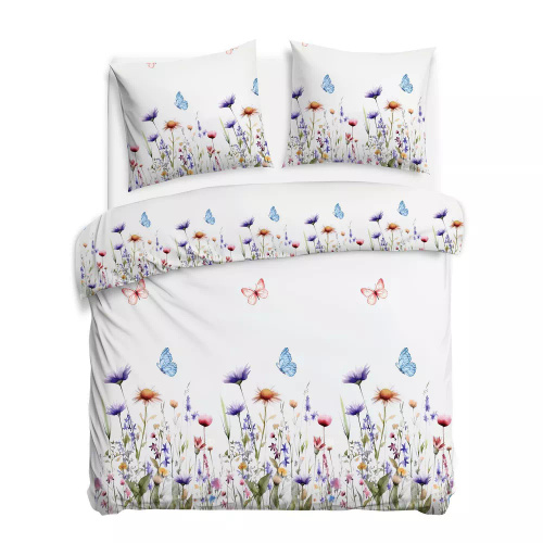 31512/1 Flannelove Darymex bílá květinová ložní souprava, 100% bavlna, hřejivá a měkká