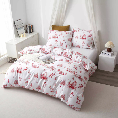 Laponia Vánoční povlečení z bavlněného saténu Spod Igły i Nitki bílá červená - elegantní a měkké