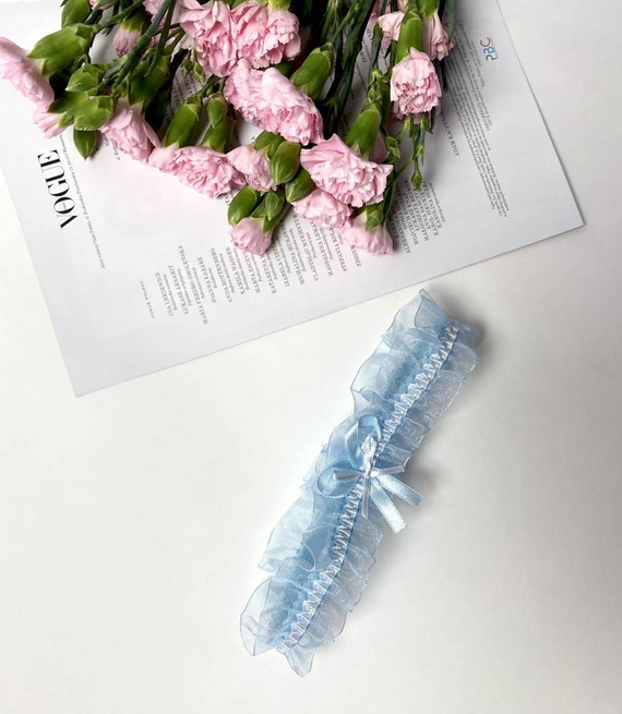 221 Šifonový podvazek De Lafense - světle modrý