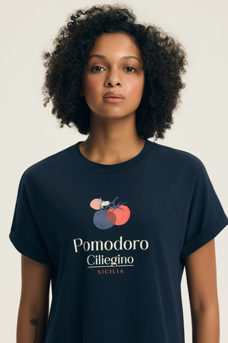 Dámská noční košile 45183 Estes blue , bavlna, krátký rukáv, částečně kulatý výstřih, volný střih