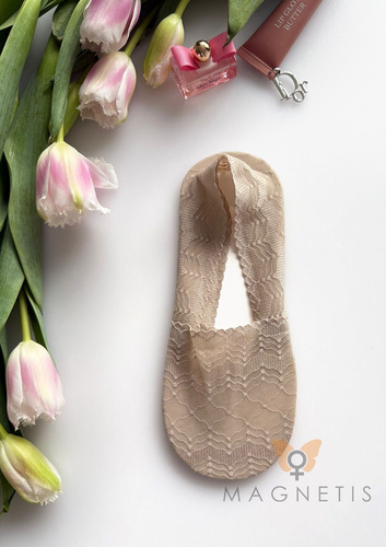 Dámské balerínkové ponožky Magnetis krajkové se silikonem – neviditelné champagne