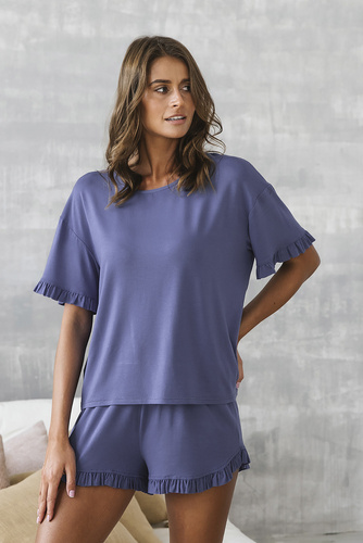 Styl Dámské pyžamo s krátkým rukávem, šortky Italian Fashion - modré