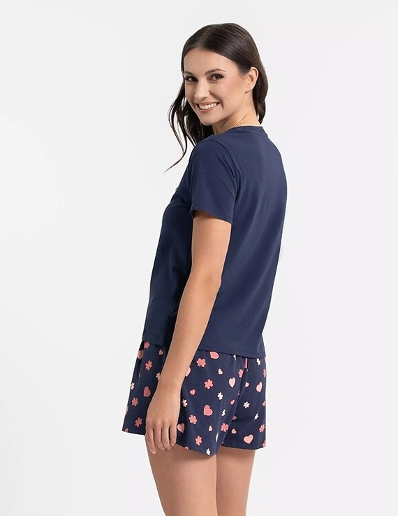 Dámské pyžamo Moraj PDD3900-020 tmavě modrá bavlna, krátký rukáv, krátké šortky