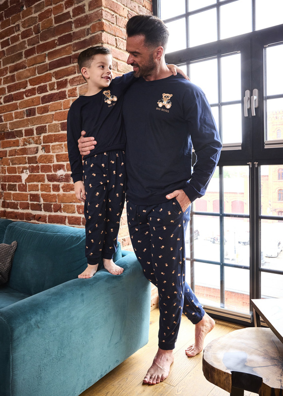 939/300 Big Boss Cornette - pánské pyžamo tmavě modré, bavlna, s potiskem